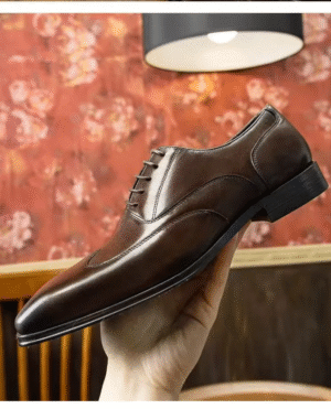 Korean Fashion Men's Oxfords - Modern Square Toe Brogue Dress Shoes for Business Casual - black, 44