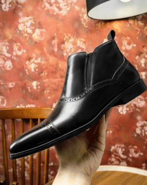 Men's Genuine Leather Ankle Boots with Intricate Brogue Detailing | A Sophisticated Twist on Classic Korean Style Boots - 43, Brown